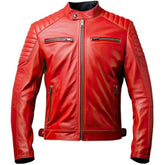 Herren-Lederjacke aus echtem Schaffell, edel, gesteppt, Café Racer
